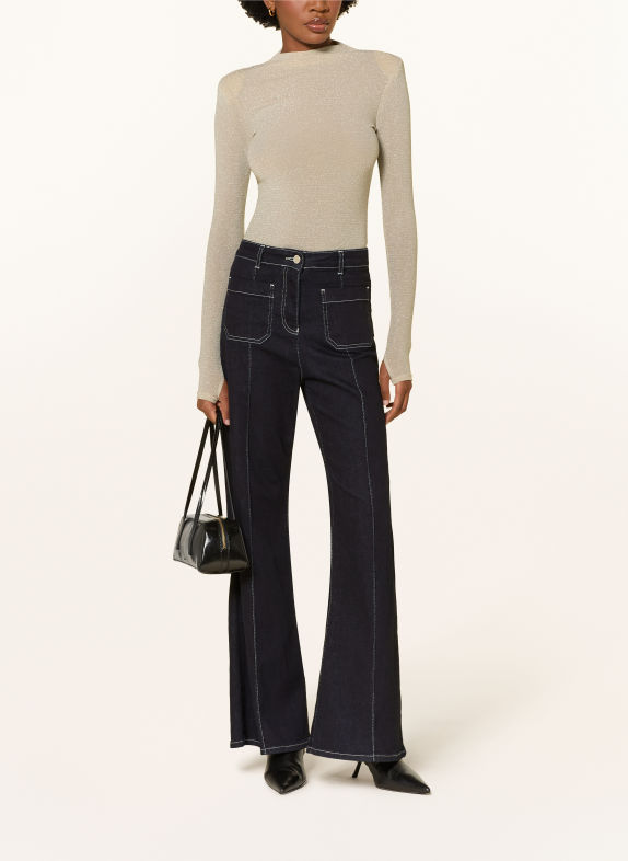 REISS SERENA Long-sleeve shirt with Glitter Yarn GOLD