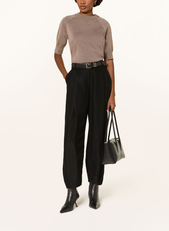 REISS Gebreid shirt SUSANNE met glittergaren BRUIN / GOUD