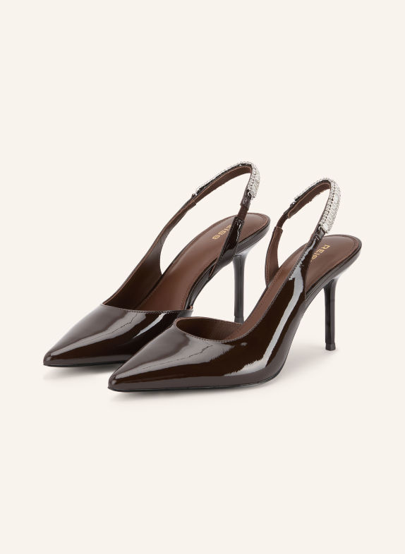 REISS MAGDA Slingback Pumps with Rhinestones DARK RED