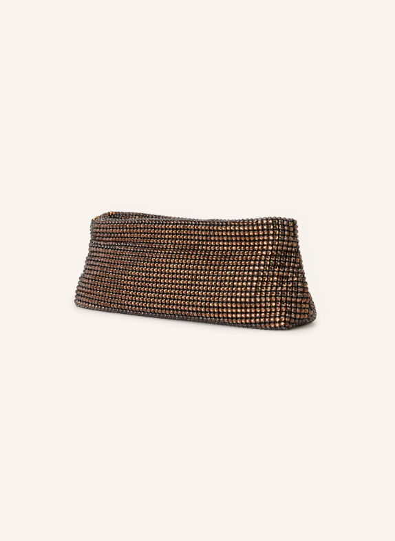 REISS OLGA Clutch with Gemstones BROWN / GOLD / BLACK