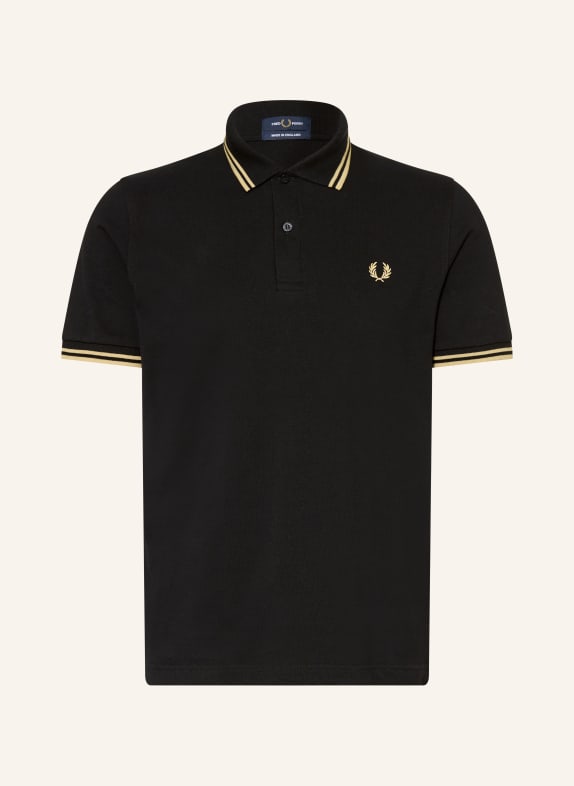 FRED PERRY Piqué-Poloshirt SCHWARZ / HELLBRAUN
