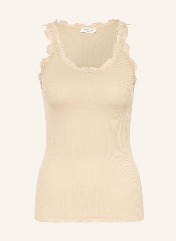 rosemunde Hedvábný top BABETTE s krajkami VELBLOUDÍ