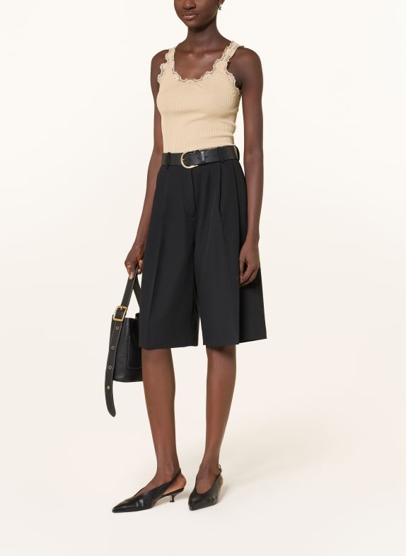rosemunde Seidentop BABETTE mit Spitze CAMEL