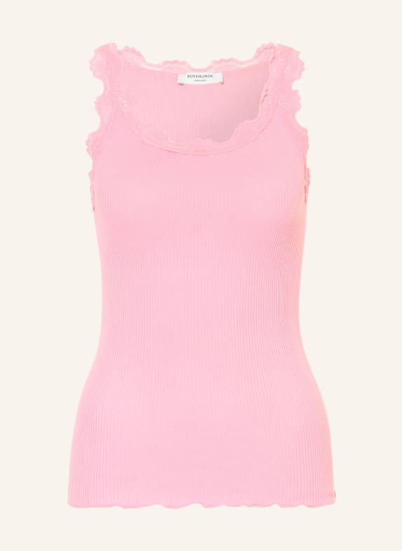 rosemunde Hedvábný top BABETTE s krajkami RŮŽOVÁ