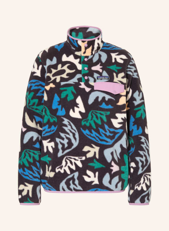 patagonia Fleecová mikina SNAP ČERNÁ / ZELENÁ / MODRÁ