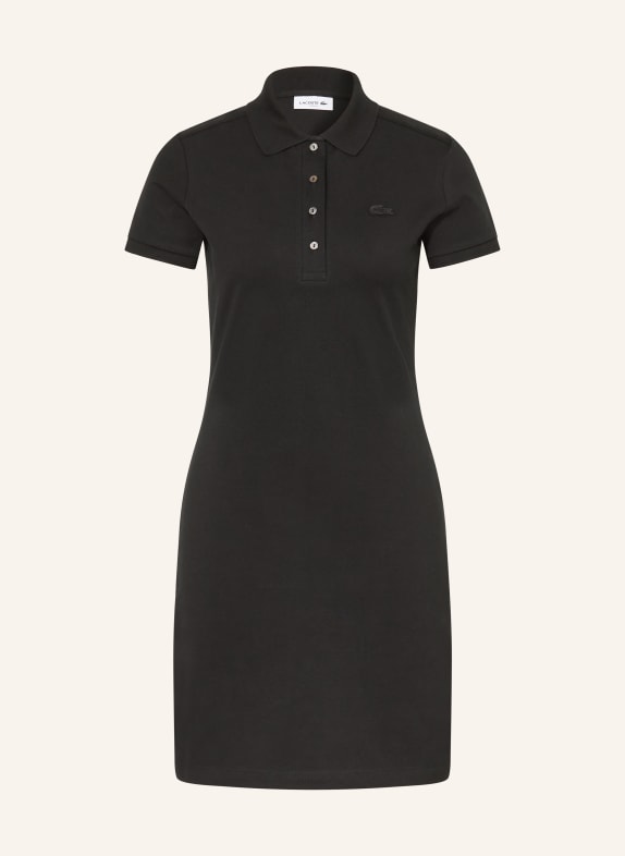 LACOSTE Polo šaty z piké ČERNÁ