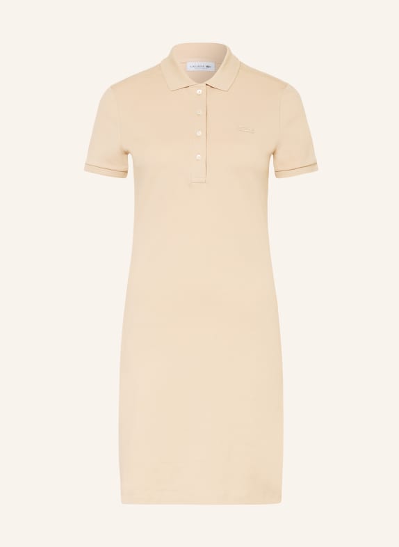 LACOSTE Polo šaty z piké BÉŽOVÁ