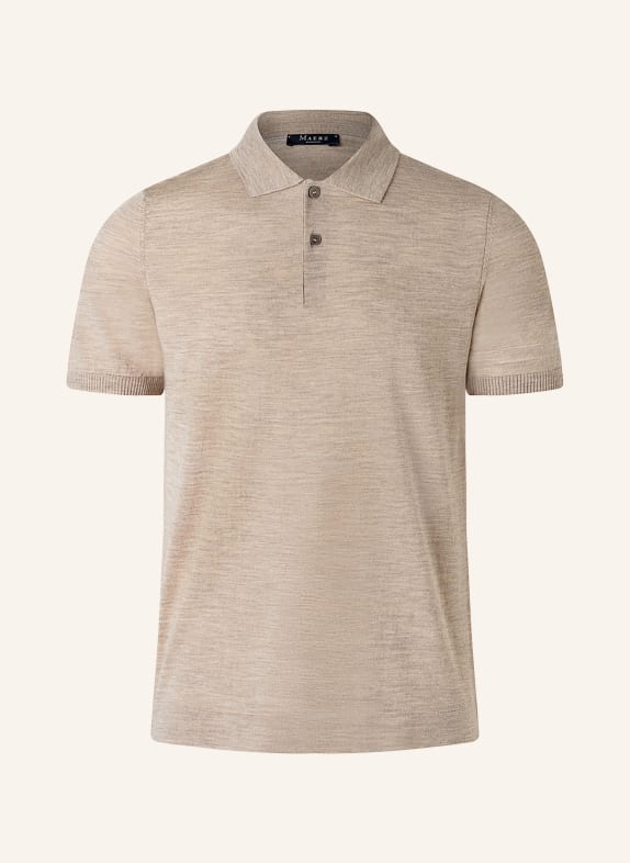 MAERZ MUENCHEN Strick-Poloshirt aus Merinowolle HELLBRAUN