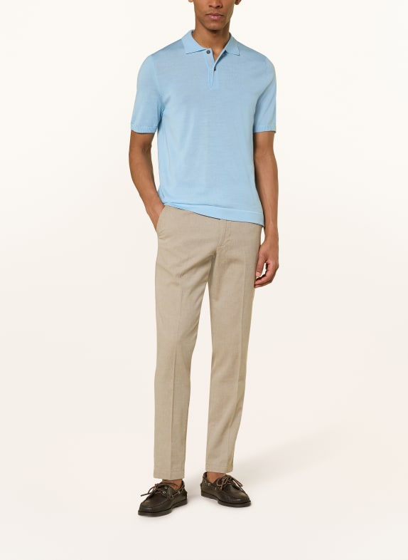 MAERZ MUENCHEN Gebreid poloshirt van merinowol TURQUOISE