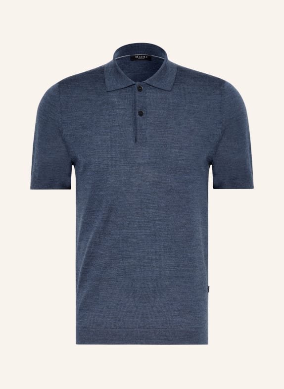 MAERZ MUENCHEN Strick-Poloshirt aus Merinowolle DUNKELBLAU