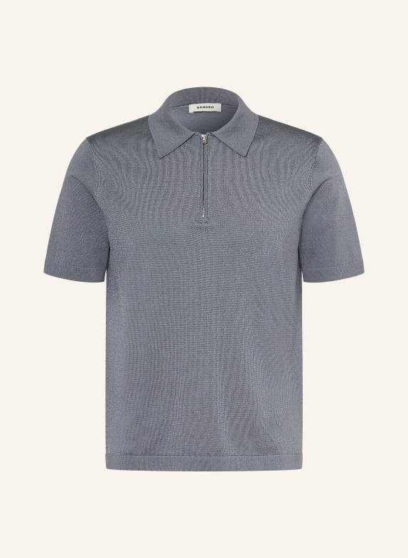 SANDRO Strick-Poloshirt BLAUGRAU