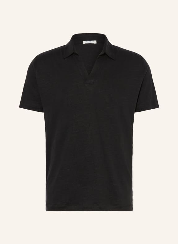 Stefan Brandt Žerzejová polokošile ze lnu ČERNÁ