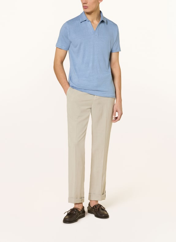 Stefan Brandt Jersey-Poloshirt aus Leinen HELLBLAU