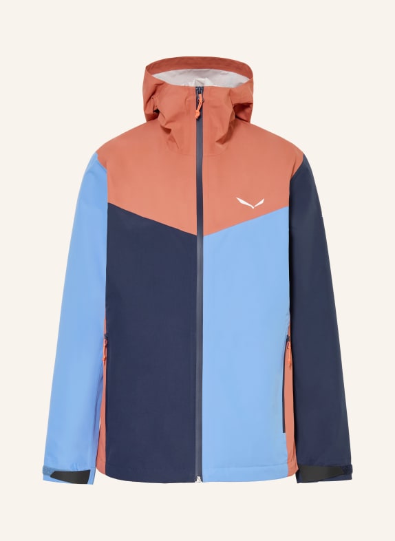 SALEWA Hardshellová bunda PUEZ 2.5L PTX TMAVĚ MODRÁ / TMAVĚ ORANŽOVÁ / MODRÁ