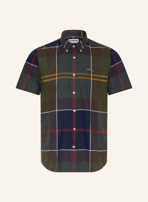 Barbour Koszula z krótkim rękawem tailored fit KHAKI / CIEMNOŻÓŁTY / GRANATOWY