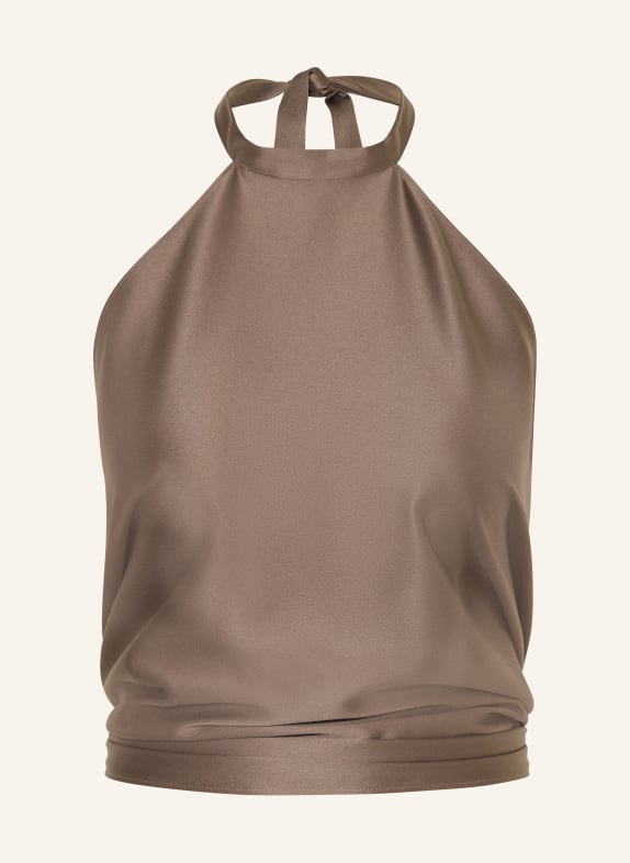 Juvia Top neckholder SISSY ze saténu HNĚDÁ