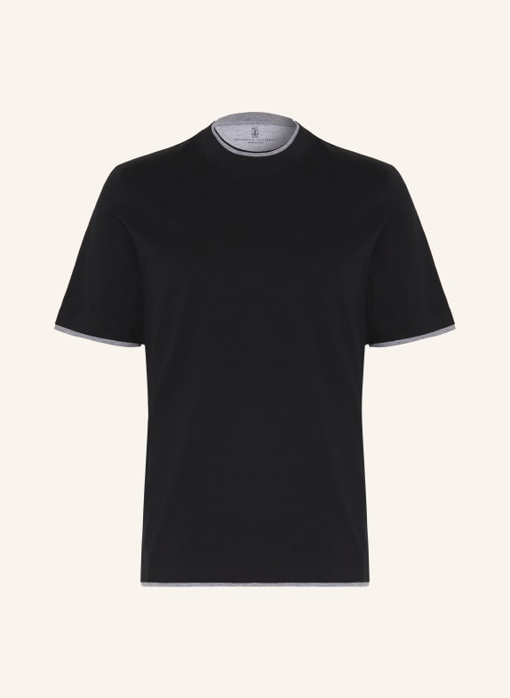 BRUNELLO CUCINELLI T-Shirt SCHWARZ / DUNKELGRAU