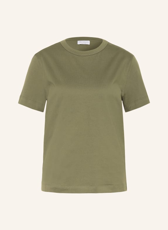 BRUNELLO CUCINELLI T-shirt with decorative gems OLIVE