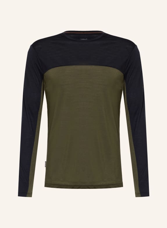icebreaker Long sleeve shirt 125 COOL-LITE™ SPHERE with merino wool KHAKI / BLACK