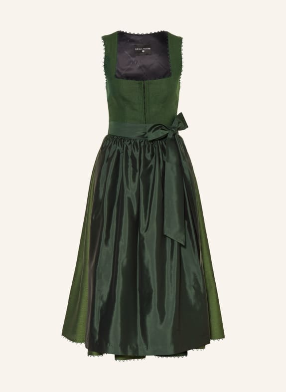 KINGA MATHE Dirndl MÜNCHEN se lnem TMAVĚ ZELENÁ / ZELENÁ