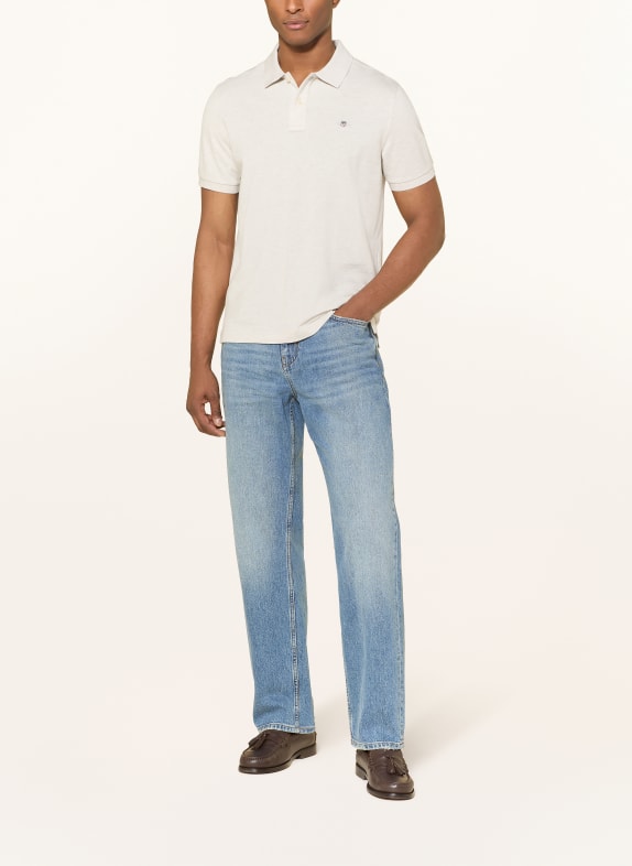 GANT Tricou polo din piqué, croială regulară GRI DESCHIS