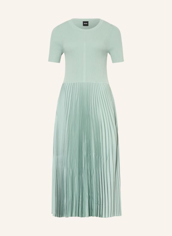 BOSS Kleid FADRIDI im Materialmix mit Plissees MINT