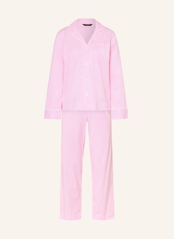 LAUREN RALPH LAUREN Piżama MOCNORÓŻOWY / BIAŁY