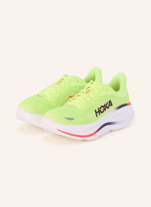 HOKA Laufschuhe BONDI 9 NEONGRÜN / NEONROT / SCHWARZ