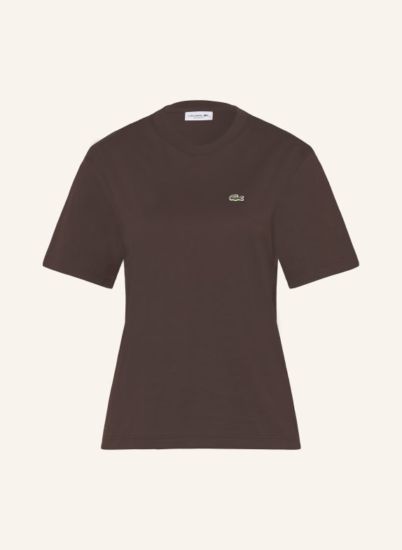 LACOSTE Tričko TMAVĚ HNĚDÁ