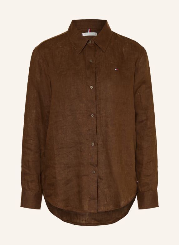 TOMMY HILFIGER Shirt blouse made of linen DARK BROWN