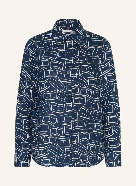 TOMMY HILFIGER Shirt blouse made of linen DARK BLUE / WHITE