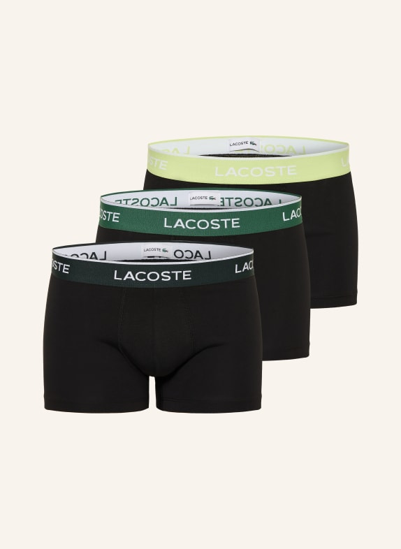 LACOSTE 3er-Pack Boxershorts SCHWARZ / DUNKELGRÜN / GRÜN