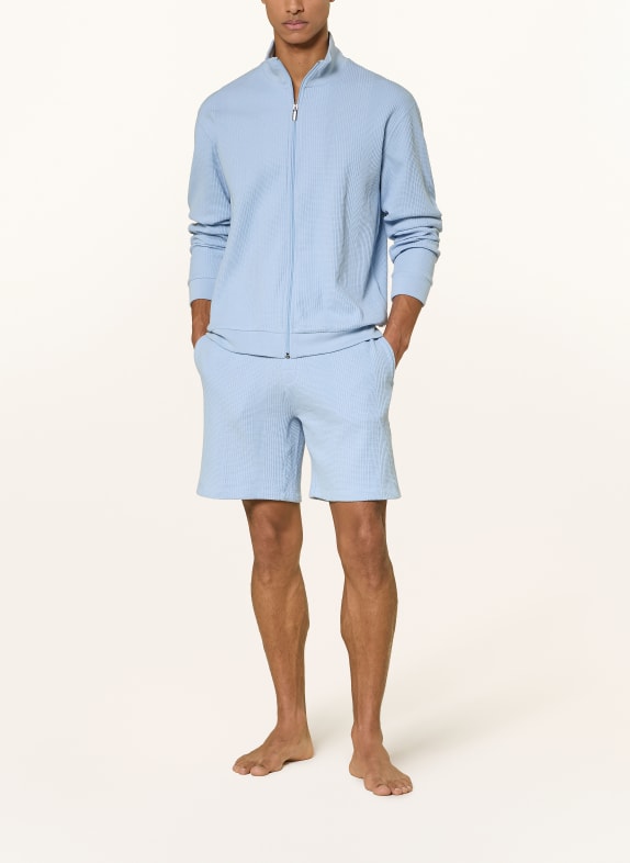 BOSS Pantaloni scurți de dormit STRUCTURE ALBASTRU DESCHIS