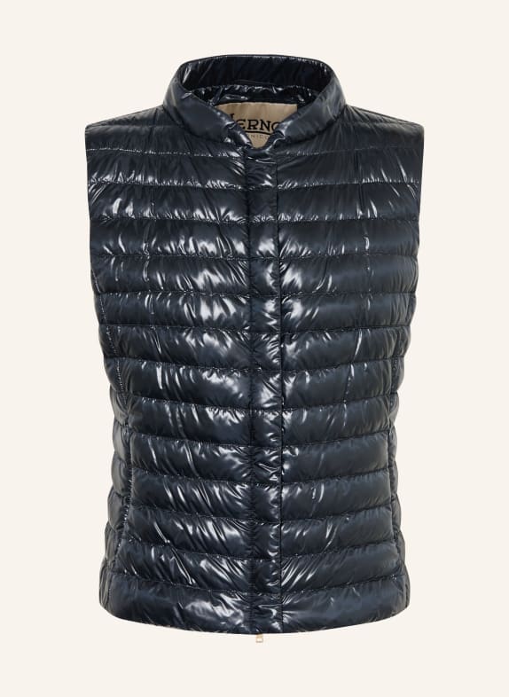HERNO Péřová vesta SMANICATO TMAVĚ MODRÁ