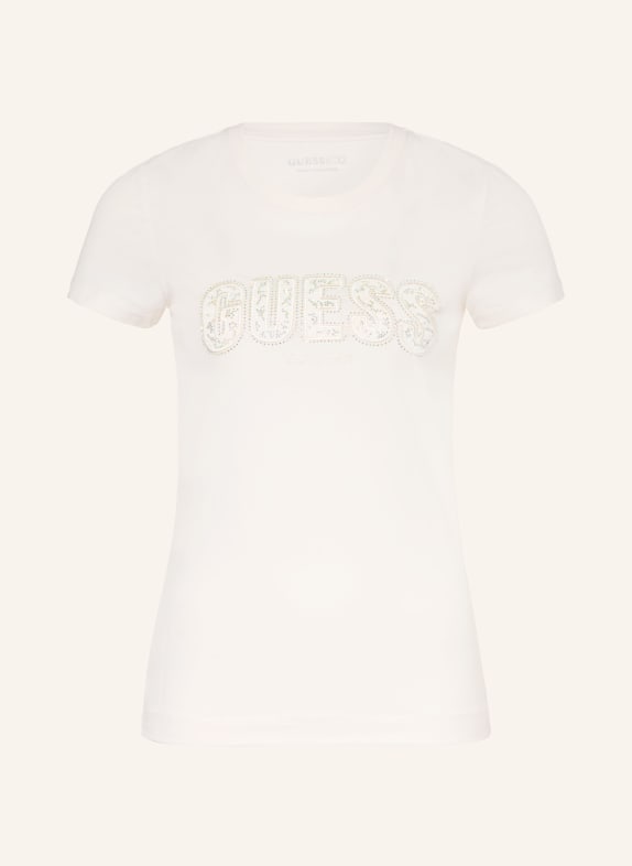 GUESS T-Shirt mit Schmucksteinen ECRU