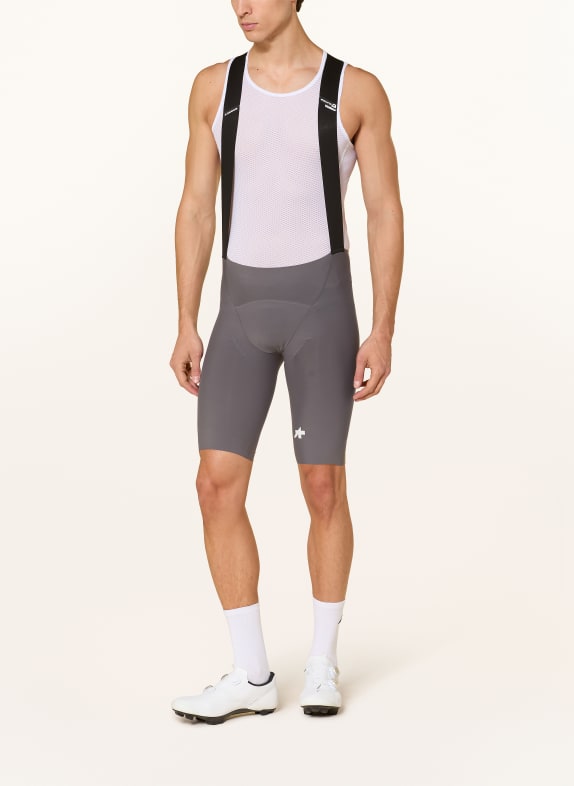 ASSOS Fietsbroek EQUIPE R S11 met bretels en gewatteerde inzetstukken GRIJS / WIT / ZWART