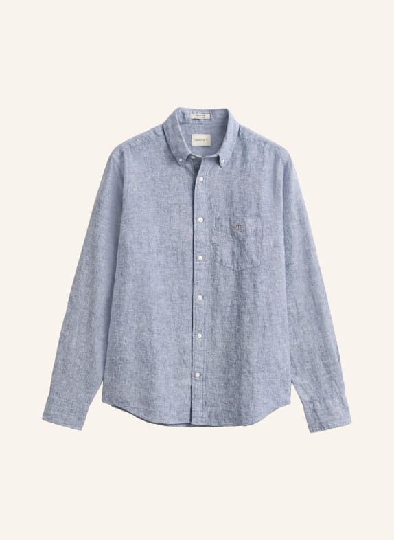 GANT Regular fit shirt with linen LIGHT BLUE