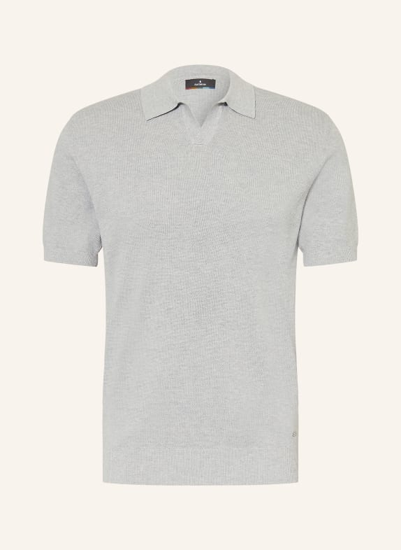 RAGMAN Knitted polo shirt LIGHT GRAY