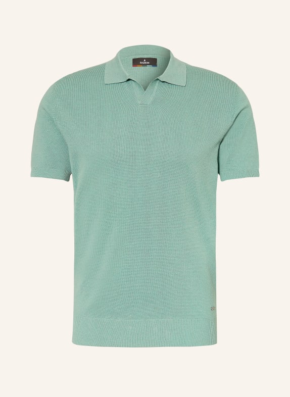 RAGMAN Knitted polo shirt LIGHT GREEN