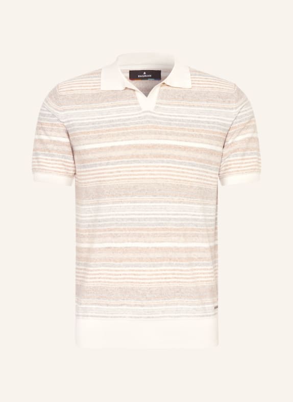 RAGMAN Úpletová polokošile SVĚTLE ŠEDÁ / BÉŽOVÁ / BÍLÁ