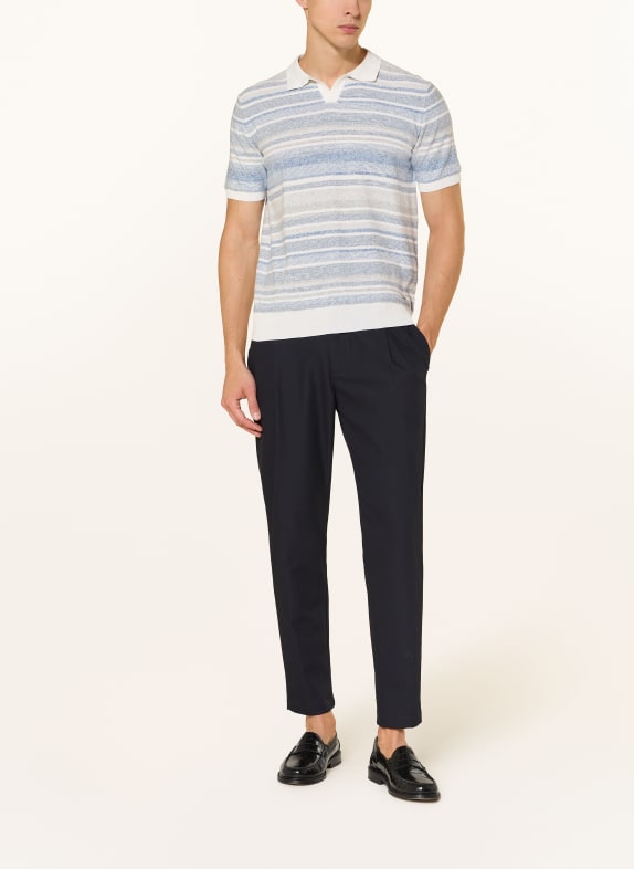 RAGMAN Strikket poloshirt BLÅ / TAUPE / HVID