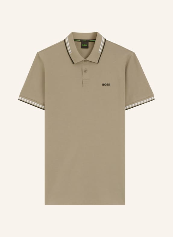 BOSS Polokošile z piké PAUL Slim Fit KHAKI / BÍLÁ / ČERNÁ