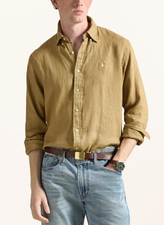 POLO RALPH LAUREN Linnen overhemd Custom Fit CAMEL