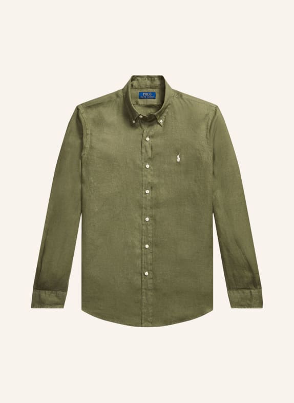 POLO RALPH LAUREN Lněná košile Custom Fit ZELENÁ