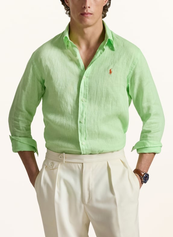 POLO RALPH LAUREN Linnen overhemd Custom Fit LICHTGROEN