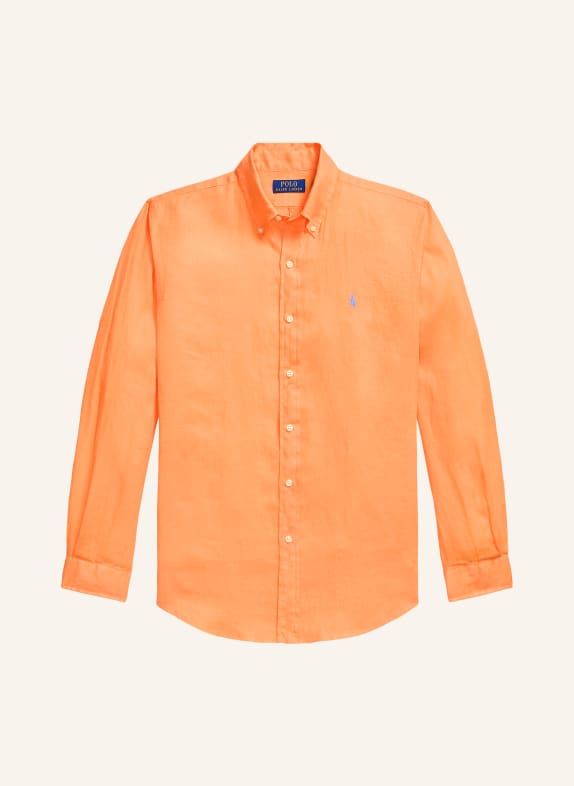 POLO RALPH LAUREN Lněná košile Custom Fit ORANŽOVÁ