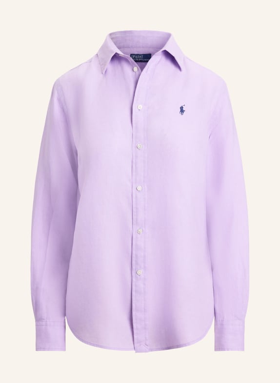 POLO RALPH LAUREN Lněná košilová halenka SVĚTLE FIALOVÁ