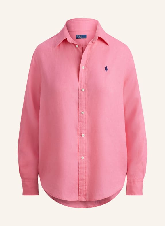 POLO RALPH LAUREN Lněná košilová halenka RŮŽOVÁ