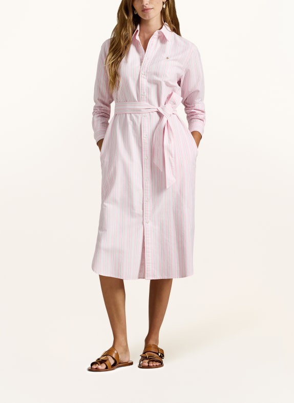 POLO RALPH LAUREN Košilové šaty RŮŽOVÁ / TMAVĚ MODRÁ / BÍLÁ