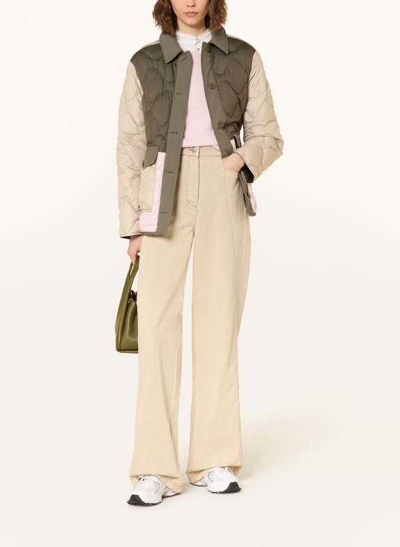 WOOLRICH Prošívaná bunda HERITAGE BÉŽOVÁ / RŮŽOVÁ / KHAKI